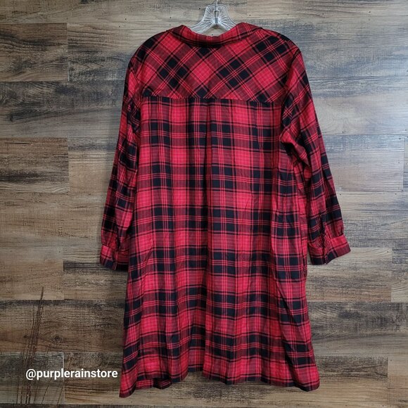 J  Jill Plaid Shirt Dress XLP Preppy Minimalist Country Girl Boho Western Boho - Picture 4 of 14